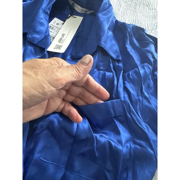 NWT Zara Wrap Dress Royal Blue Satin Women's XS Wedding Guest Cocktail Short - Picture 6 of 12